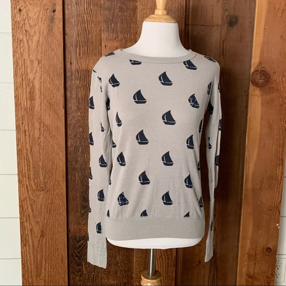 Primp Crop Thermal Long Sleeve Sail Boat Y2K - Picture 2 of 4